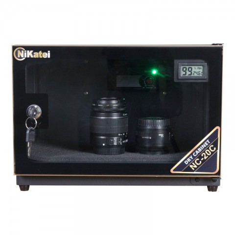 Tủ chống ẩm cao cấp Nikatei NC-20C viền nhôm mạ vàng